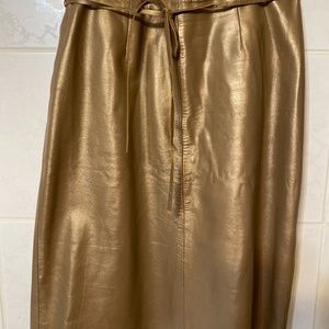 Gold Leather Pencil Skirt